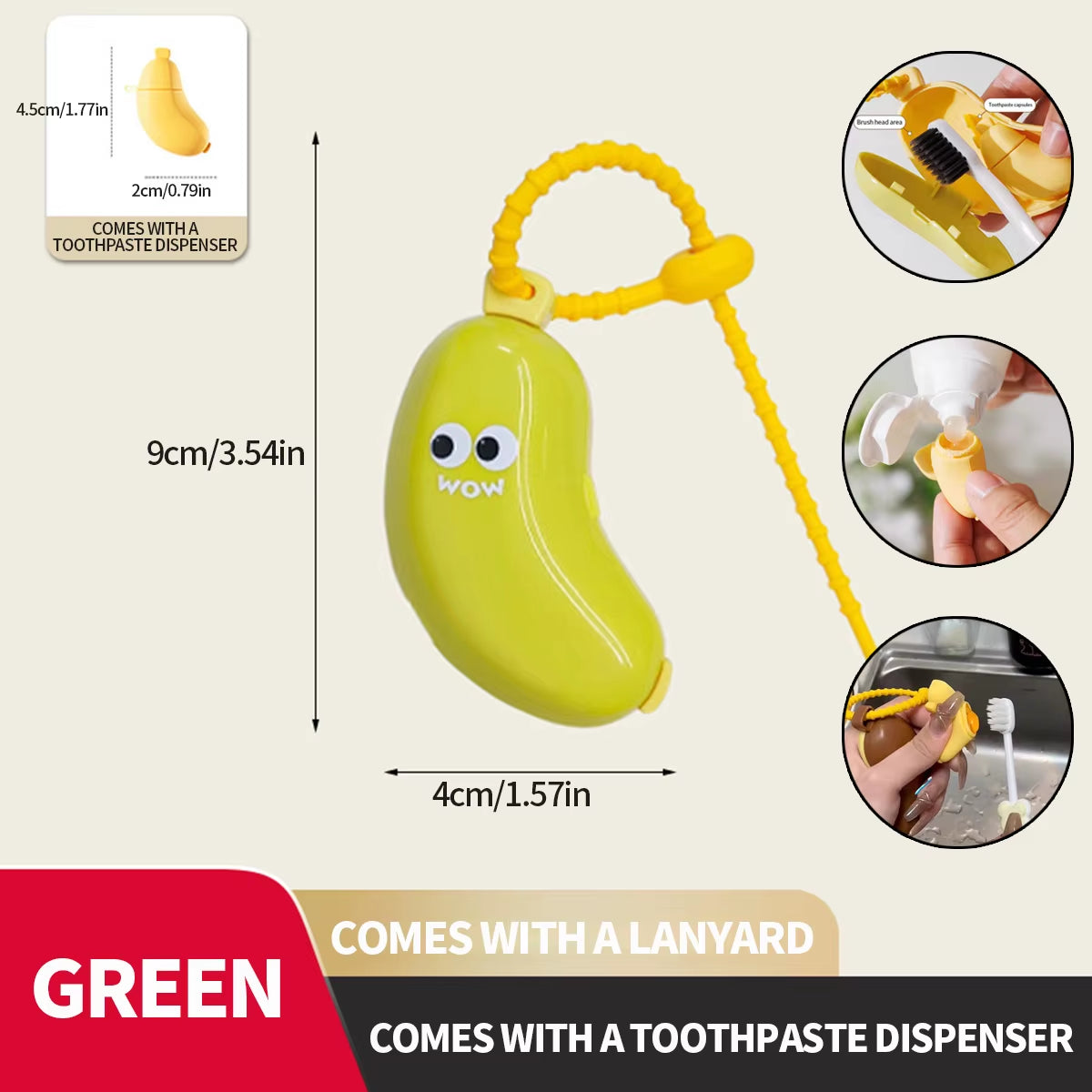 Travel-Ready Banana Toothbrush Protector with Built-In Toothpaste Storage - The Ultimate Compact Solution for Hygiene on the Go!