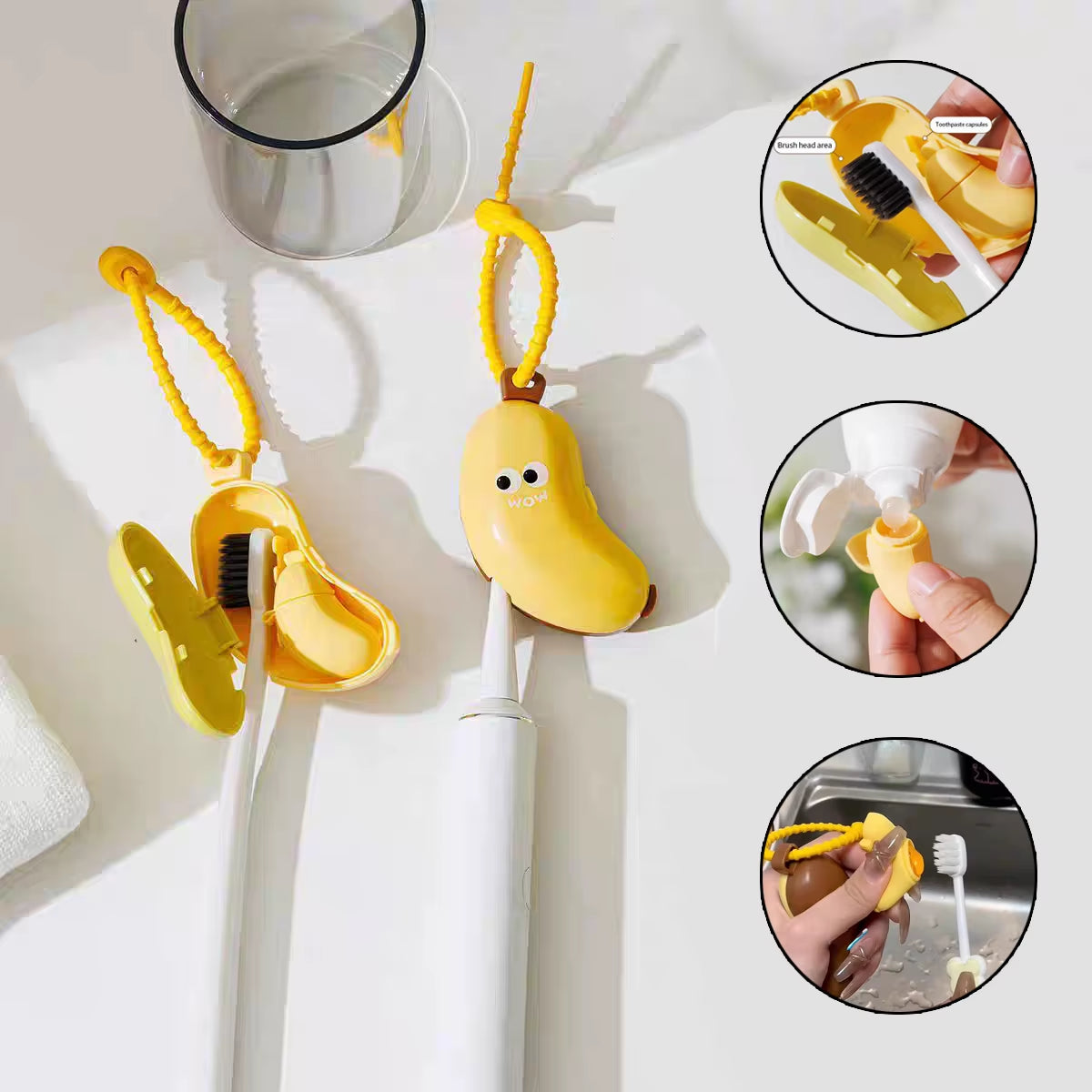 Travel-Ready Banana Toothbrush Protector with Built-In Toothpaste Storage - The Ultimate Compact Solution for Hygiene on the Go!